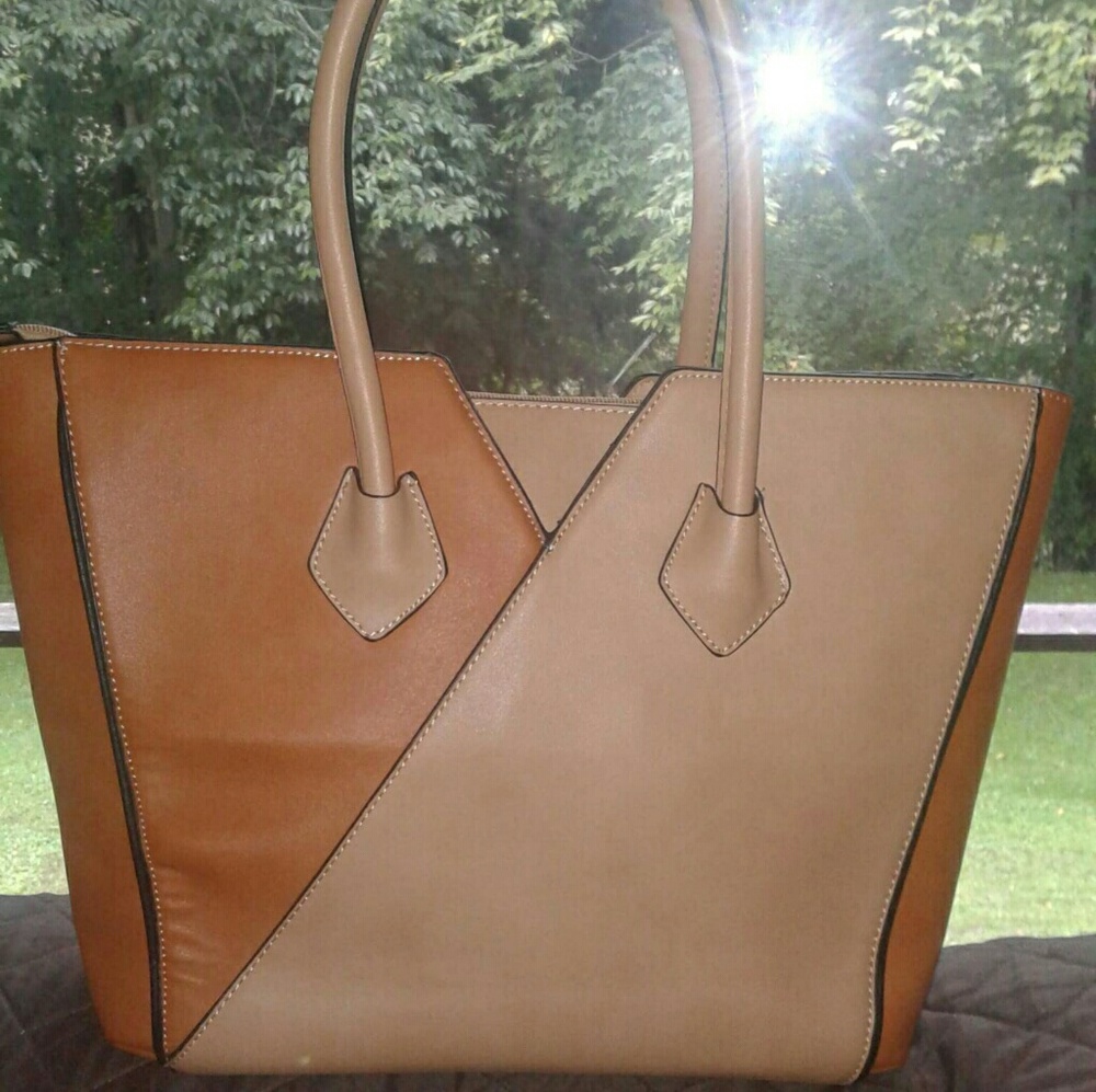 Beautiful two tone brown leather handbag